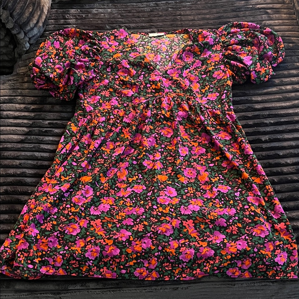 Entro Floral Dress with Pink and Orange Accents